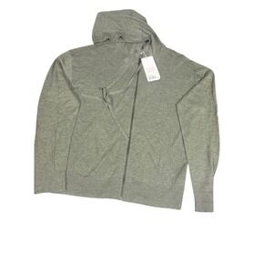 Zadig & Voltaire New Cashmere Embellished Zip Hooded Sweater/Green Med MSRP $498